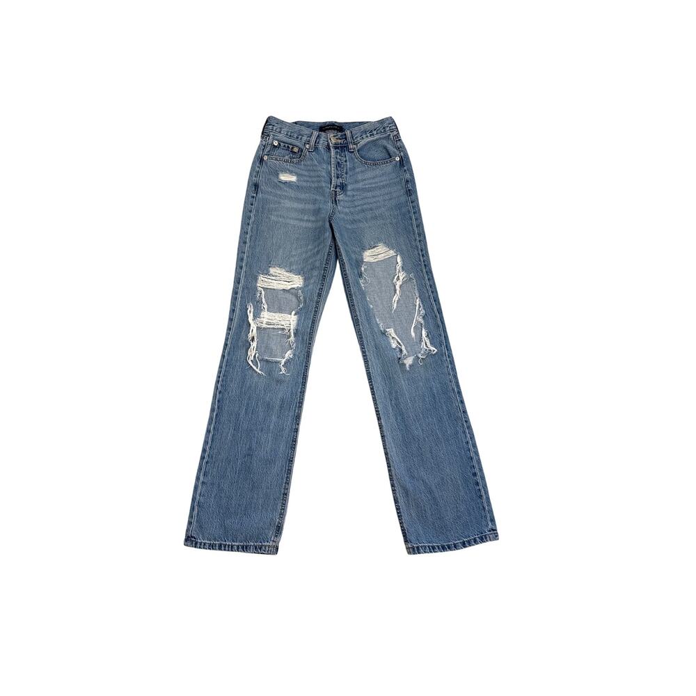 Aeropostale Distressed Straight Leg Baggy Denim Blue Jeans Size Women's 2